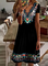 JFN V Neck Tribal Black Vacation Casual Mini Dresses