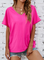 V Neck Loosen Plain Short Sleeve Tops