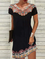Boho Regular Fit V Neck Short Sleeve Knit Dress