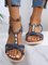 JFN Pearl Beaded Thin Strap Cross Bohemian Casual Sandals