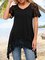 Plain lace irregular hem loose top T-shirt tunic plus size