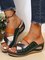 JFN Cutout Contrast Vintage Casual Wedge Slippers