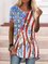 JFN Round Neck American Flag Casual Tunic Tops