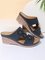 JFN Women's Retro Three-dimensional Flower Holiday Wedge Slippers