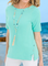 Seafoam Green Casual Crew Neck Plain Short Sleeve Side Split Tunics T-Shirt