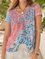 Tribal Vacation Regular Fit V Neck Short Sleeve T-Shirt