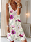 Pink and Purple Floral Print Lace Strap Dress Vacation Sleeveless Knitting Dresses