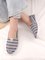 JFN Striped Print Non-slip Soft Sole Round Toe Pumps Canvas Flats