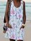 JFN U-neck Button Sleeveless Floral Casual Mini Dresses
