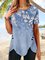 JFN Vacation Buttoned Floral Short Sleeve Tunic T-Shirt/Tee
