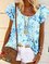 Casual Crew Neck Vacation Floral Short Sleeve Tops