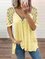 JFN V Neck Heart Zipper Lace Casual Blouse