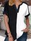 Color Block Loosen Short Sleeve Blouse