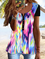 Ombre Casual Short Sleeve Tops