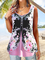 Casual Floral Print Faux Two Piece Top