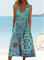 JFN V Neck Tribal Printed Vacation Beach Midi Dresses