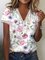 Floral Design Lace Panel Short Sleeve Top