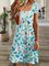 Geometric Printed Casual Square Neck Short Sleeve Mini Dress