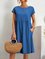 JFN Round Neck Plain Short Sleeve Casual Midi Dresses