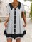 Solid Lapel button pocket a hem loose short Dress Plus Size