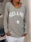 Women Round Neck Cotton-Blend Long Sleeve Casual Blouses
