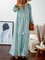 Women Shift Boho Floral Maxi Dresses Long Sleeve V Neck Daily Dresses