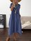 Summer Linen Pockets Pleated Swing Solid Dresses