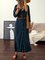 Shawl Collar Shift Women 3/4 Sleeve Paneled Spring Dress