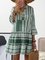 V neck Green Women Daily Long Sleeve Basic Cotton Paneled Plain Spring Dress