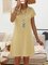 V-Neck Shift Women Short Sleeve Casual Solid Summer Dress