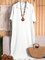 White Women Shift Date Linen V neck Plain Dresses