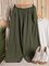 Casual Linen Solid Pockets Elastic Band Pants