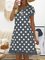 Women V-Neck Short Sleeve Hollow Polka Dot Summer Dress
