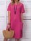 Women Pockets Short Sleeve Casual Tunic Dress