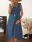 Women Summer Sleeveless Midi Dresses Crew Neck A-Line Daily Cotton Plain Dresses