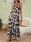 Leopard Casual Spaghetti-Strap Crew Neck Dresses