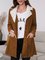 Vintage Plain Turn-down Collar Long Sleeve Pockets Outwear