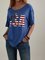 American Independence Day Navy Blue Short Sleeve Cotton-Blend Shirts & Tops