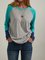 Color Block Stitching Round Neck Casual Long-sleeved T-shirt