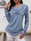 Tribal Vintage Cowl Neck Long Sleeve Shirts Plus Size Tops