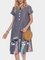 Gray Cat Casual Short Sleeve V Neck Dresses