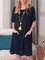 Navy Blue Plain Casual Knitted Dresses