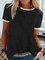 Vintage Short Sleeve Plain Plus Size Casual Tops