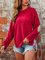 Ethnic Print Solid color Stitching Loose Round Neck Patch Sweater