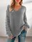 Gray Long Sleeve Knitted Shift V Neck Sweater