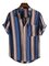 Men's Striped Stand Collar Printed Shirts