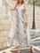 JFN V neck Off Shoulder Butterfly Floral Vacation Maxi Dresses