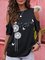 Printed Casual Cold Shoulder Round Neck T-Shirts