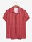Mens Vertical Stripe Button Up Plain Casual Cotton Short Sleeve Shirts