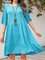 Blue Solid Short Sleeve Dresses